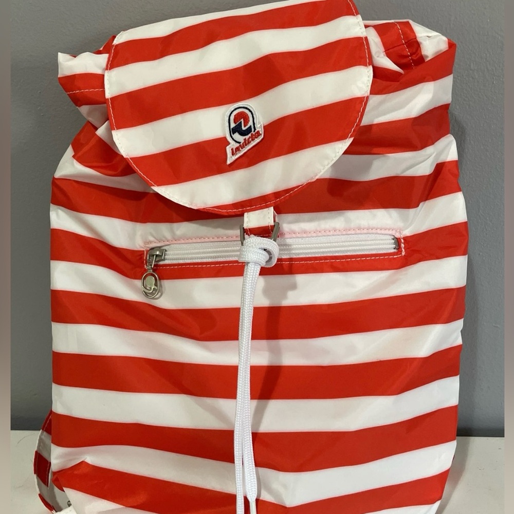 New Invicta Red and White Striped Backpack Casual convertible unisex